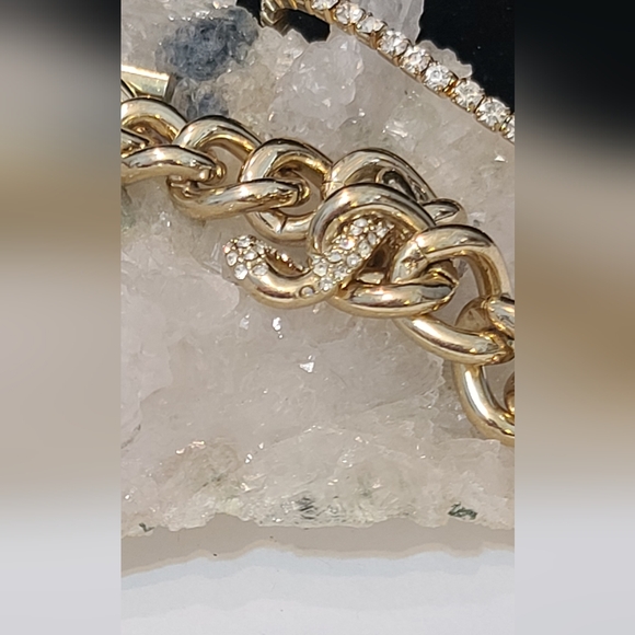 Victorias Secret Trifecta 3 Gold tone Rhinestone bracelets size 7 - Picture 6 of 8